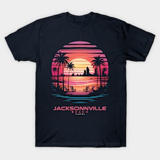 "Jacksonville Beach Sunset - Vaporwave Aesthetic Tee" T-Shirt